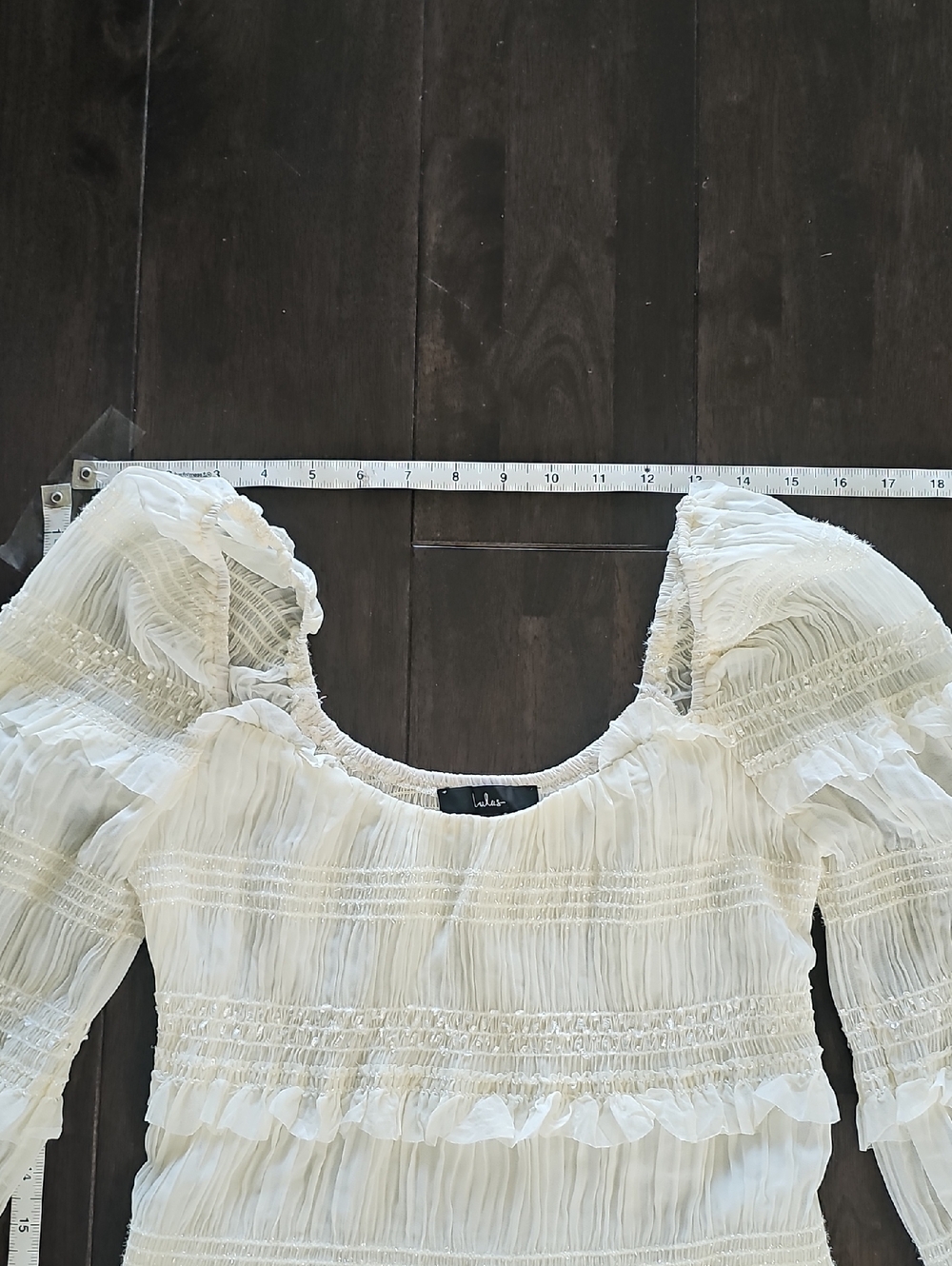 Lulu's Ivory Smocked Ruffle Long-Sleeve Crop Top - Picture 3 of 8